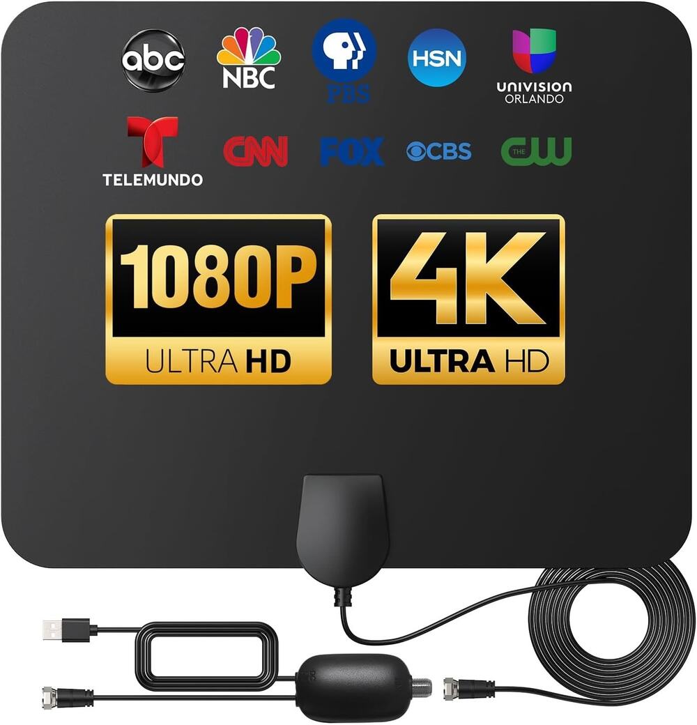DAANT TV Antenna Indoor Long Range, Supports 4K 1080p Smart TV Signal -Black